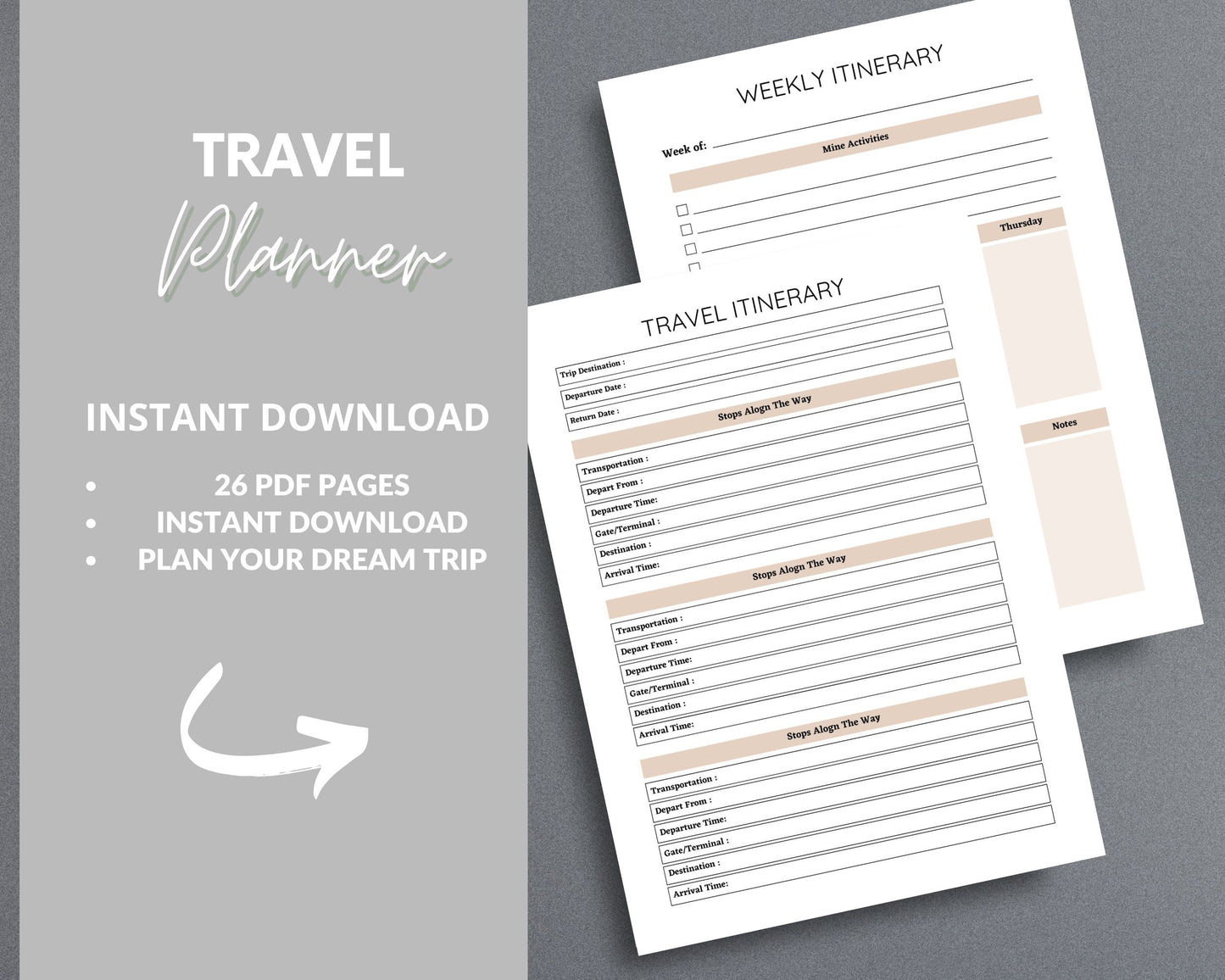 Travel Planner – Plan, Budget & Organize Your Perfect Trip | Printable PDF 