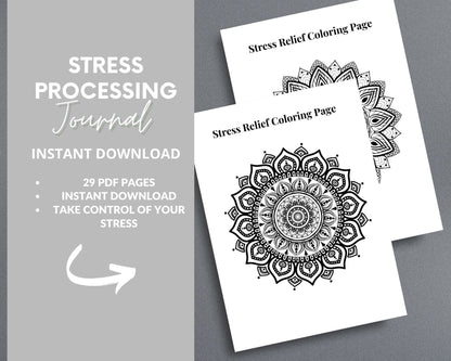 Stress Processing Journal – Reduce Anxiety, Track Stress & Improve Well-Being | Printable PDF