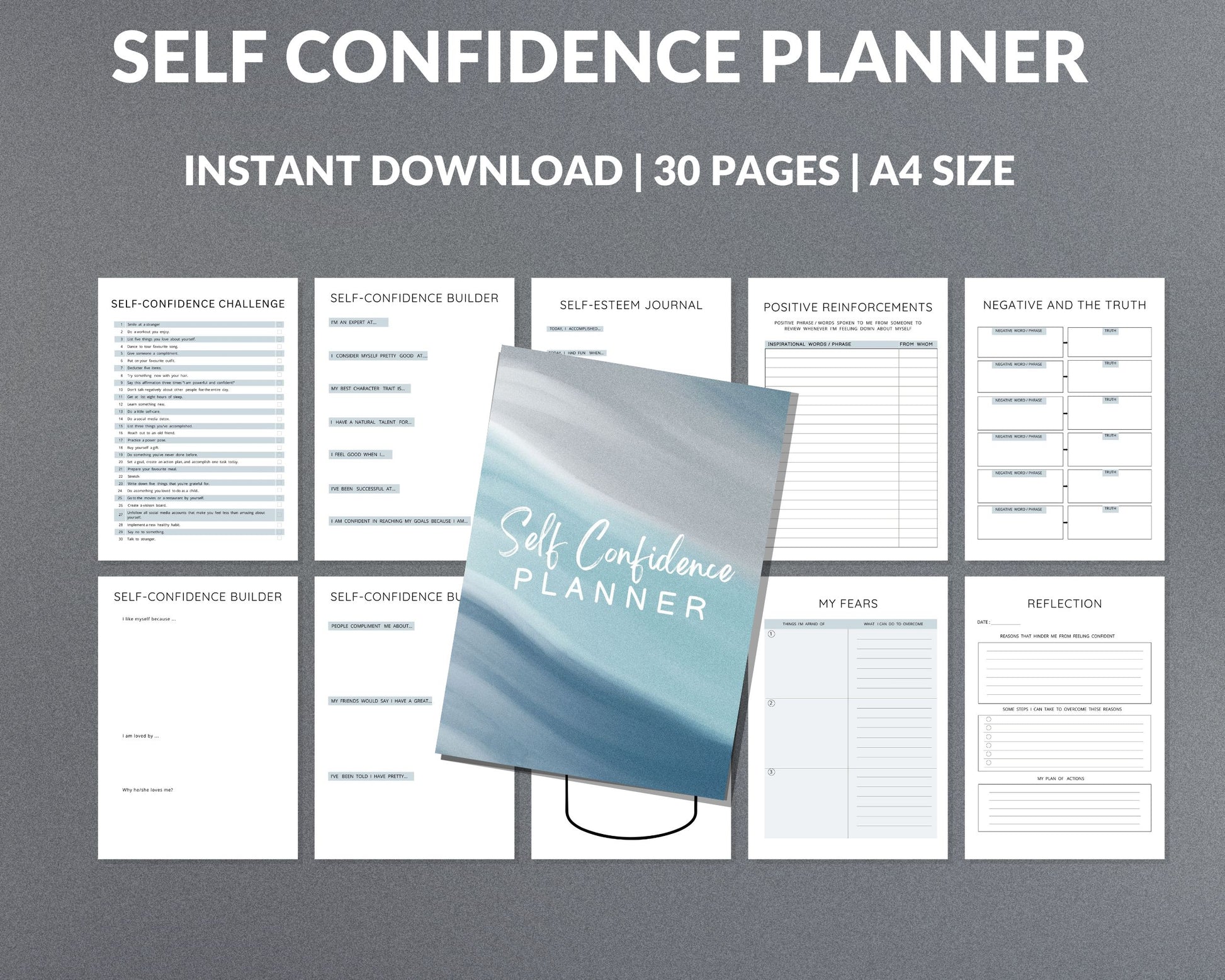 Self-Confidence Planner – Build Self-Esteem, Overcome Doubt & Boost Positivity | Printable PDF 