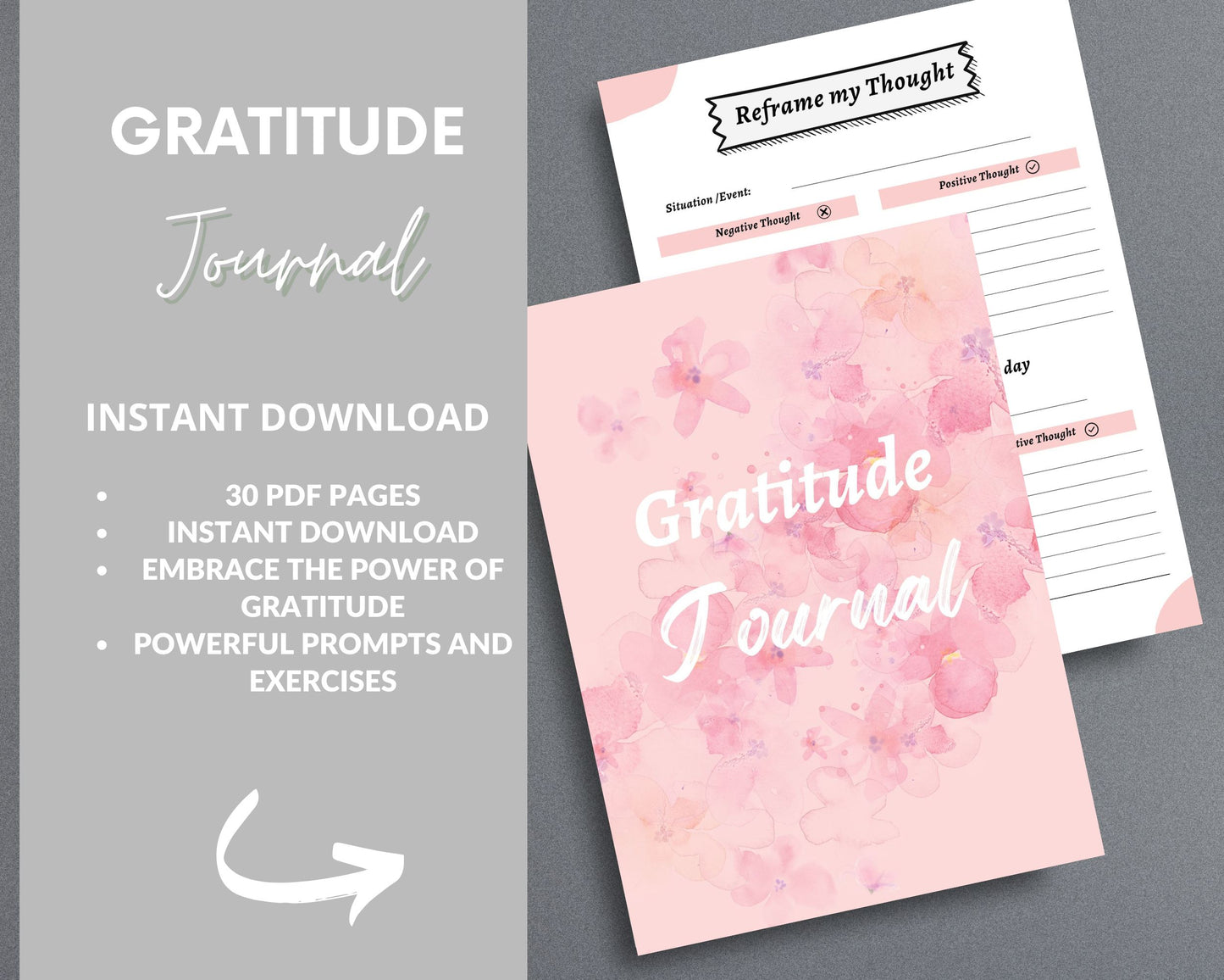 Gratitude Journal – Cultivate Positivity & Mindfulness | Printable PDF