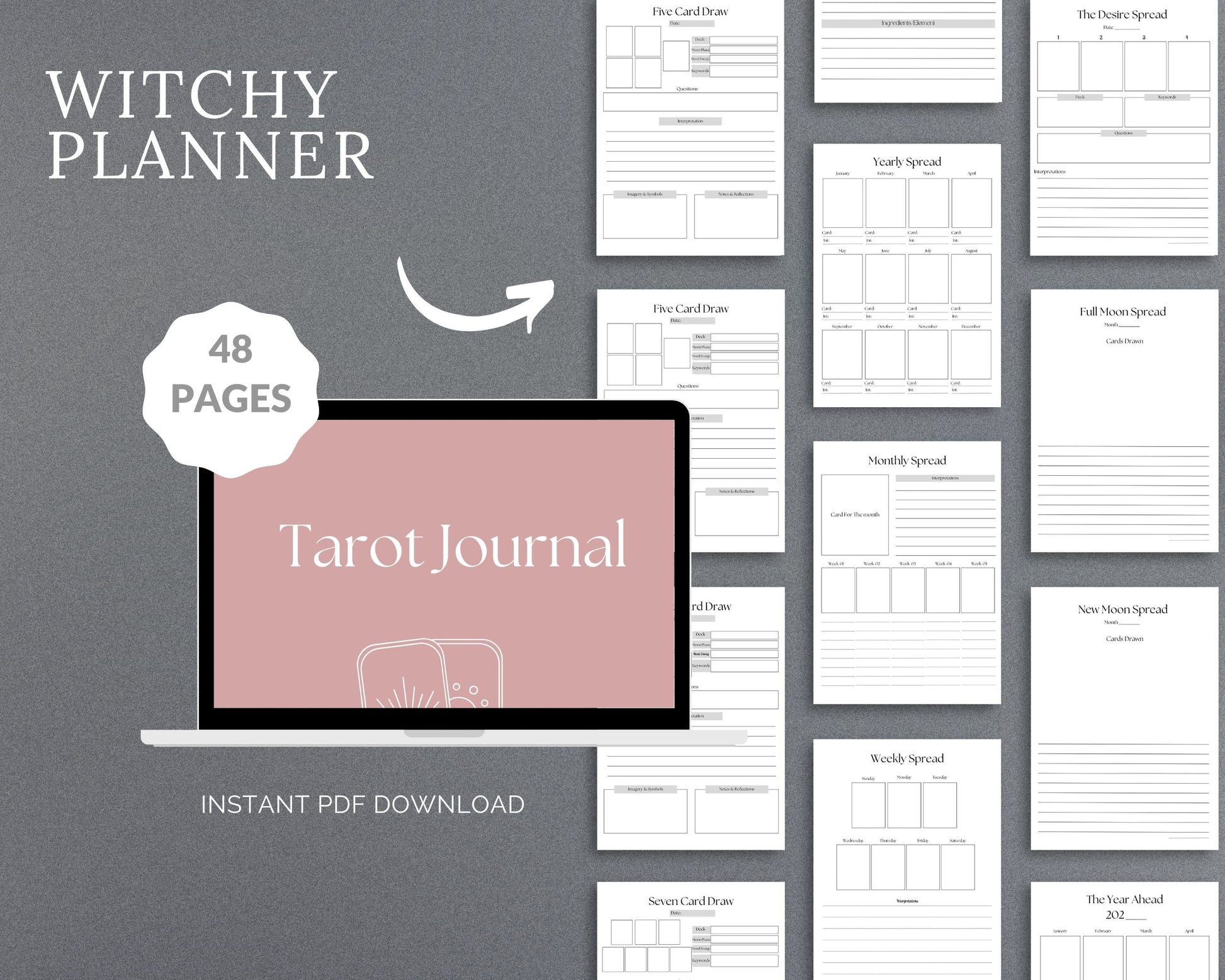 Tarot Journal – Record Readings, Interpretations & Spiritual Insights | Printable PDF