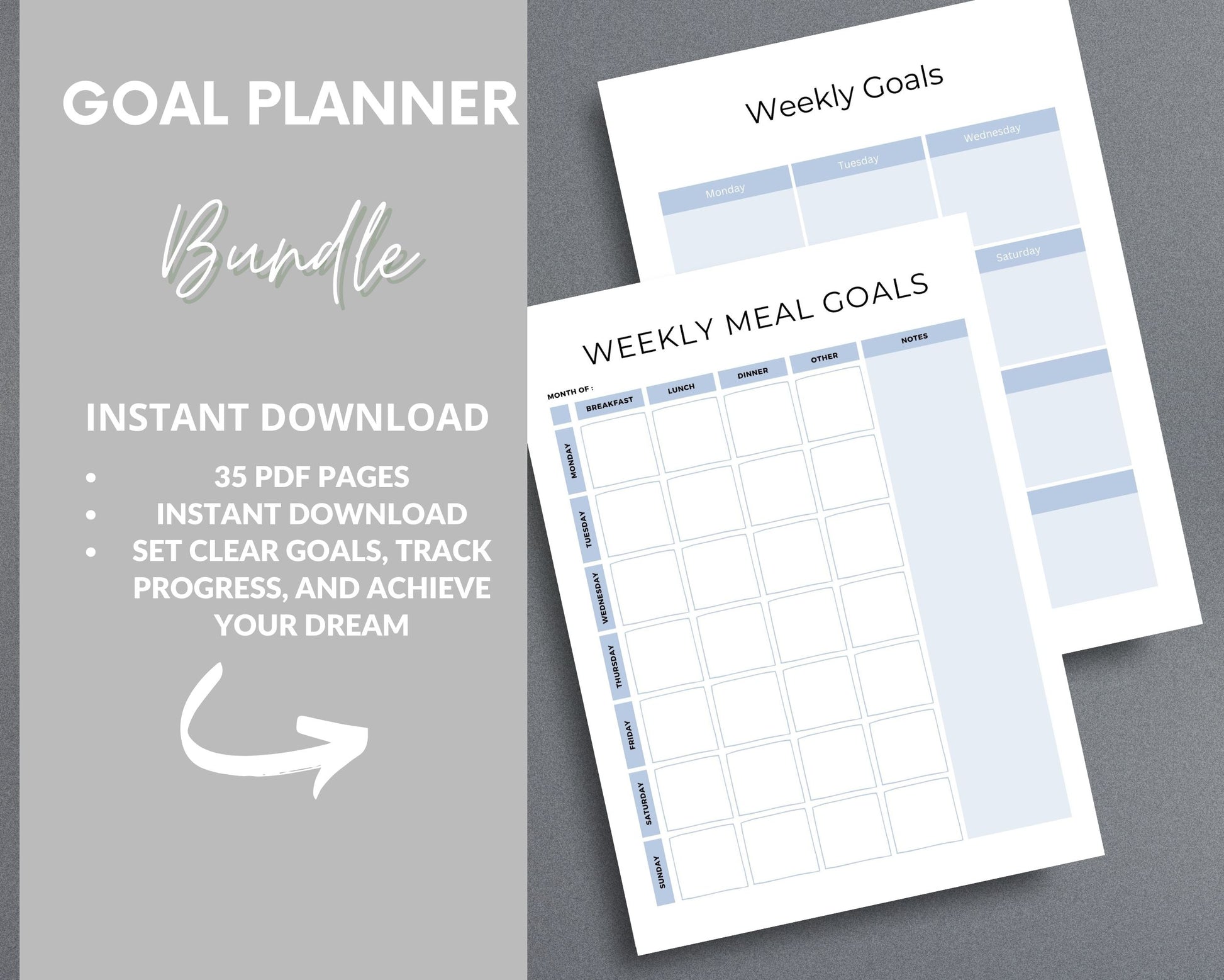 Goal Planner – Set, Track & Achieve Your Goals | Printable PDF