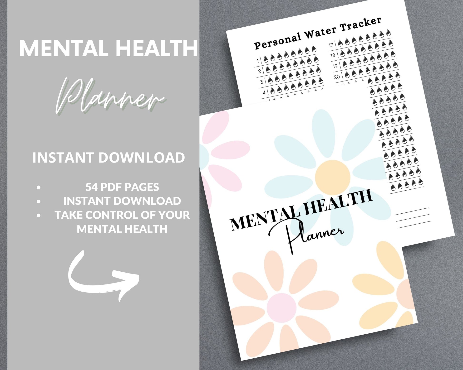 Mental Health Planner – Track Mood, Manage Anxiety & Prioritize Self-Care | Printable PDF