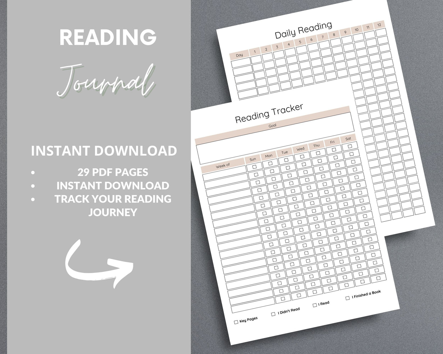 Reading Journal – Track Books, Reviews & Reading Challenges | Printable PDF for Printing