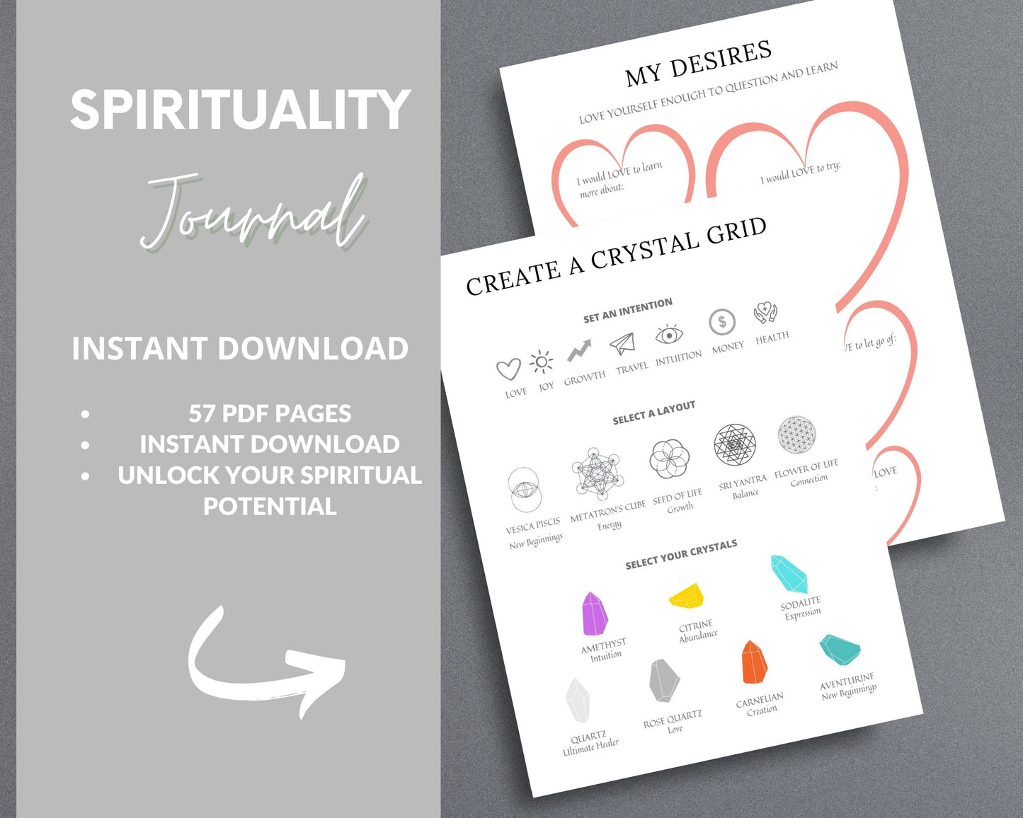 Spiritual Awakening Journal – Connect with Your Higher Self & Manifest Your Purpose | Printable PDF