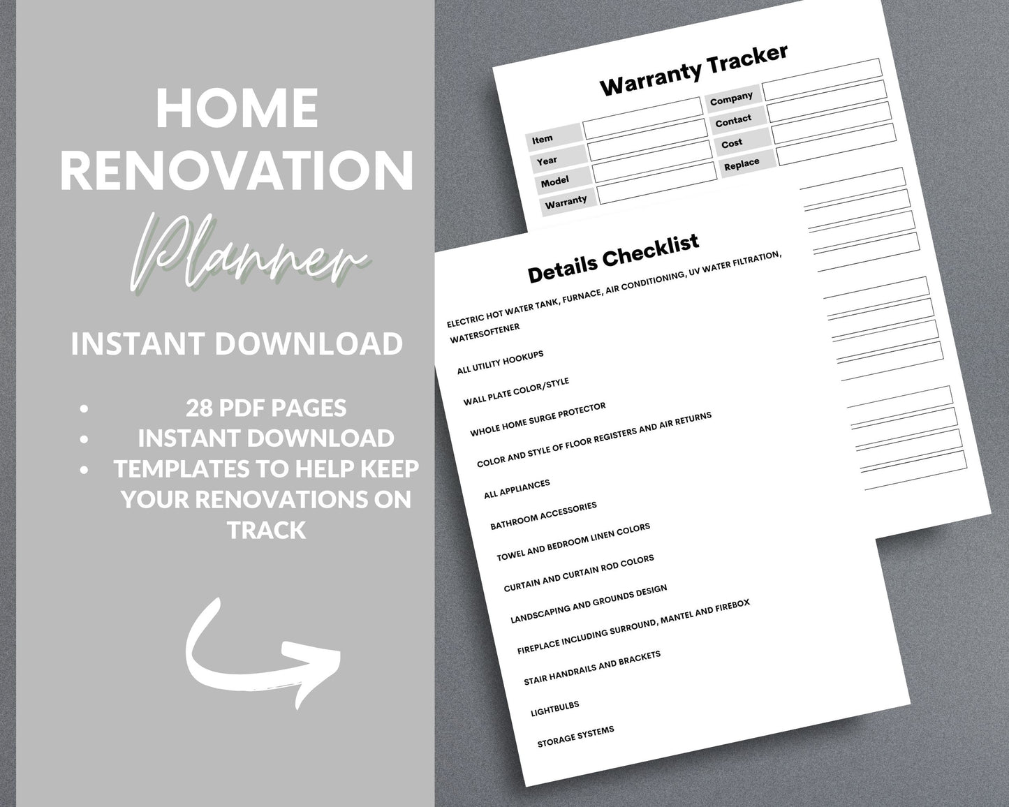 Home Renovation Planner – Budget, Track & Plan Your Remodel | Printable PDF 