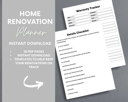 Home Renovation Planner – Budget, Track & Plan Your Remodel | Printable PDF 