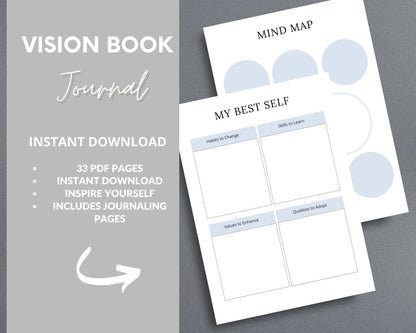 Vision Book Journal – Manifest Your Dreams & Set Life Goals | Printable PDF 