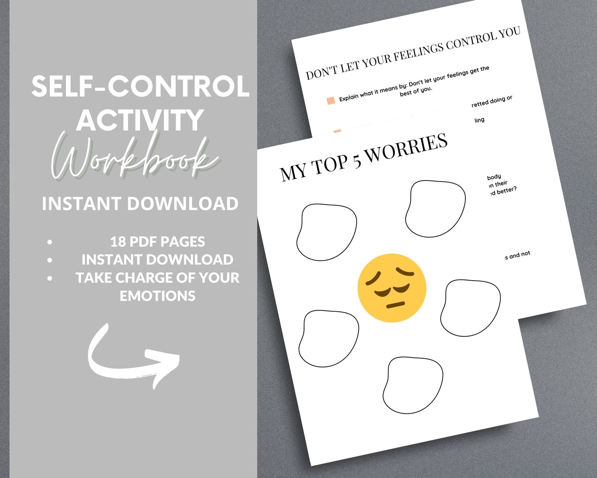 Self-Control Activity Book – Develop Emotional Regulation & Decision-Making Skills | Printable PDF