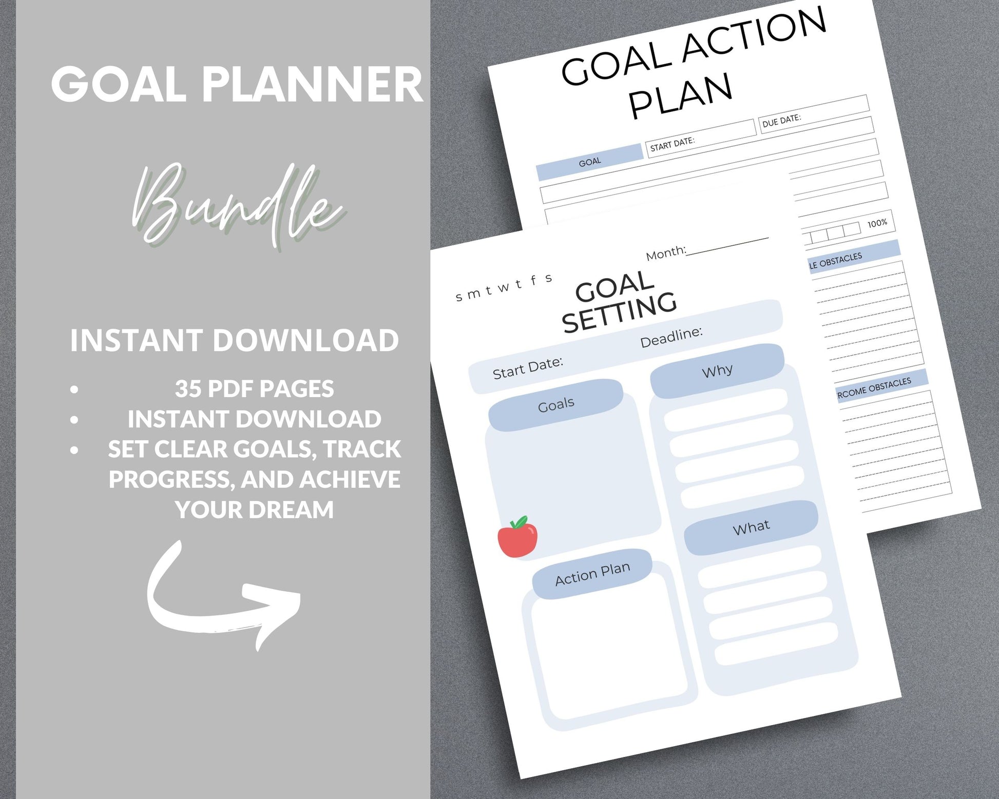 Goal Planner – Set, Track & Achieve Your Goals | Printable PDF
