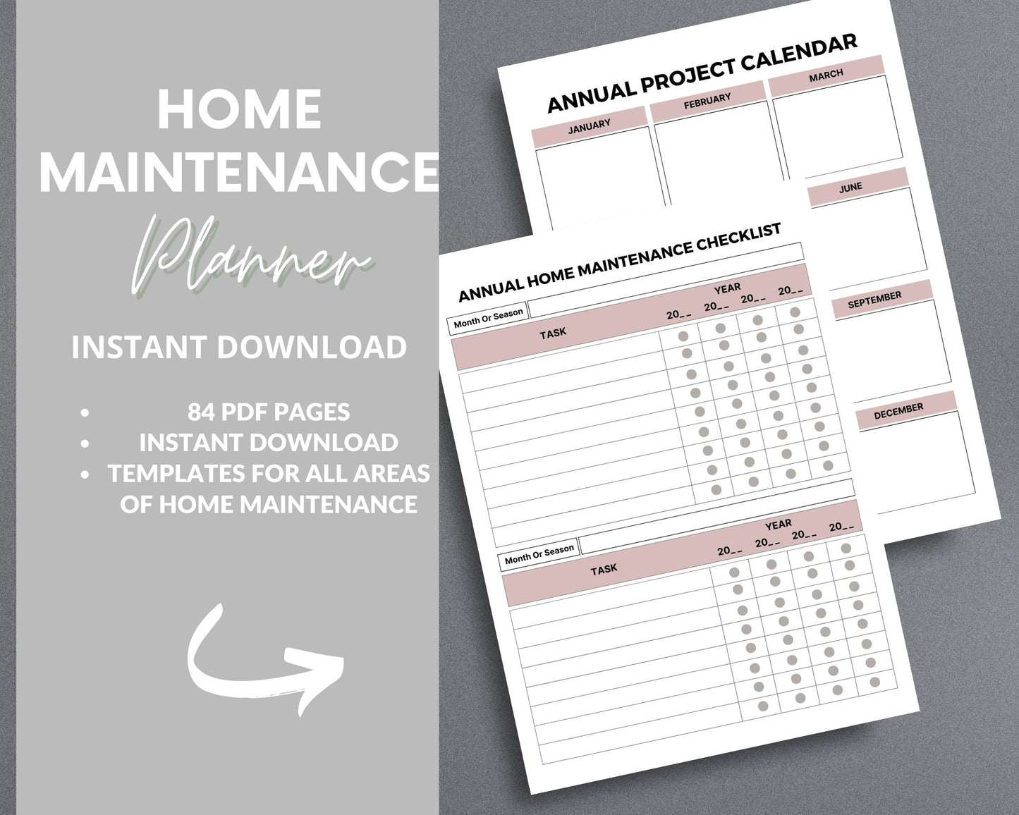 Home Maintenance Planner – Track Repairs, Expenses & Cleaning Schedules | Printable PDF