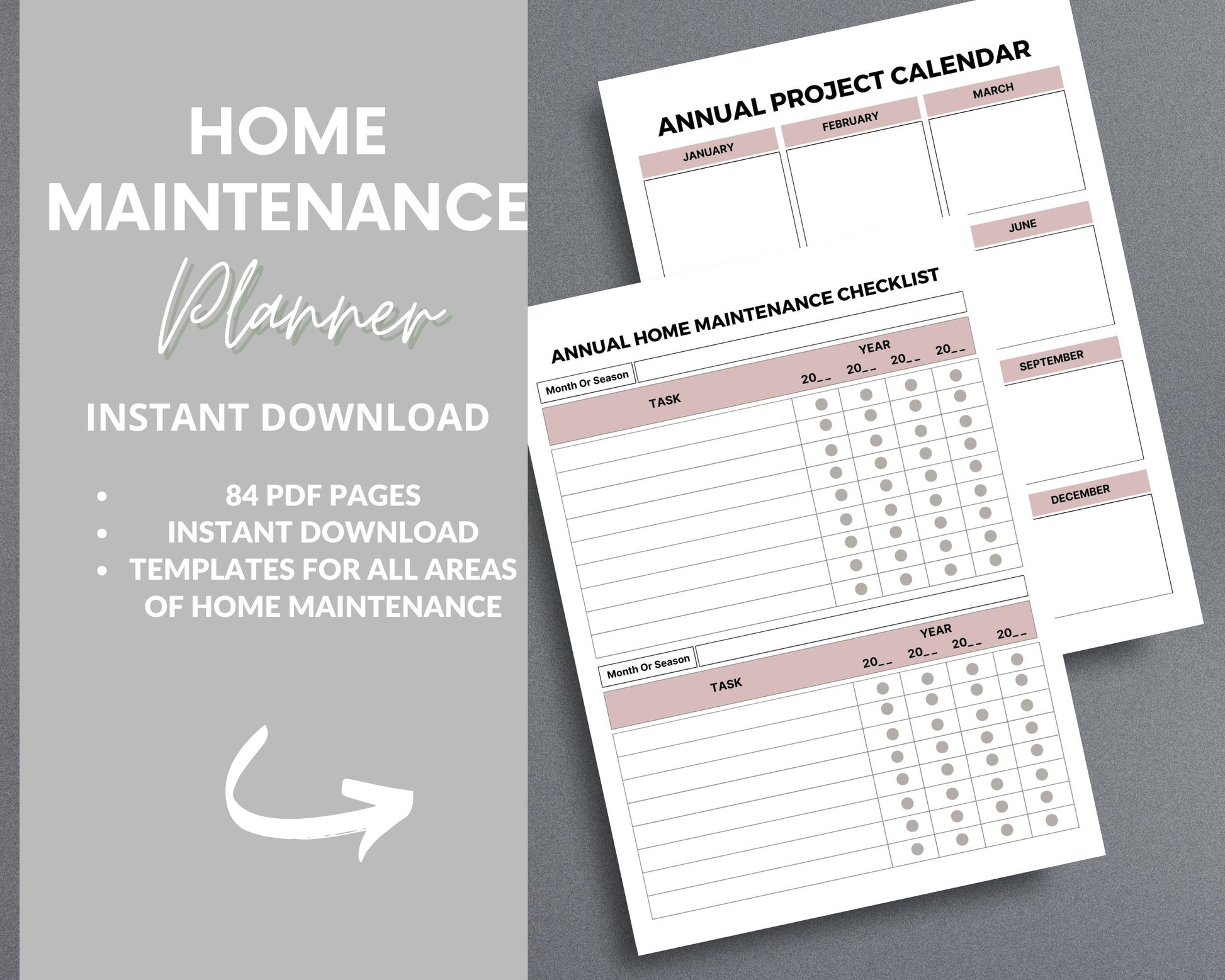 Home Maintenance Planner – Track Repairs, Expenses & Cleaning Schedules | Printable PDF