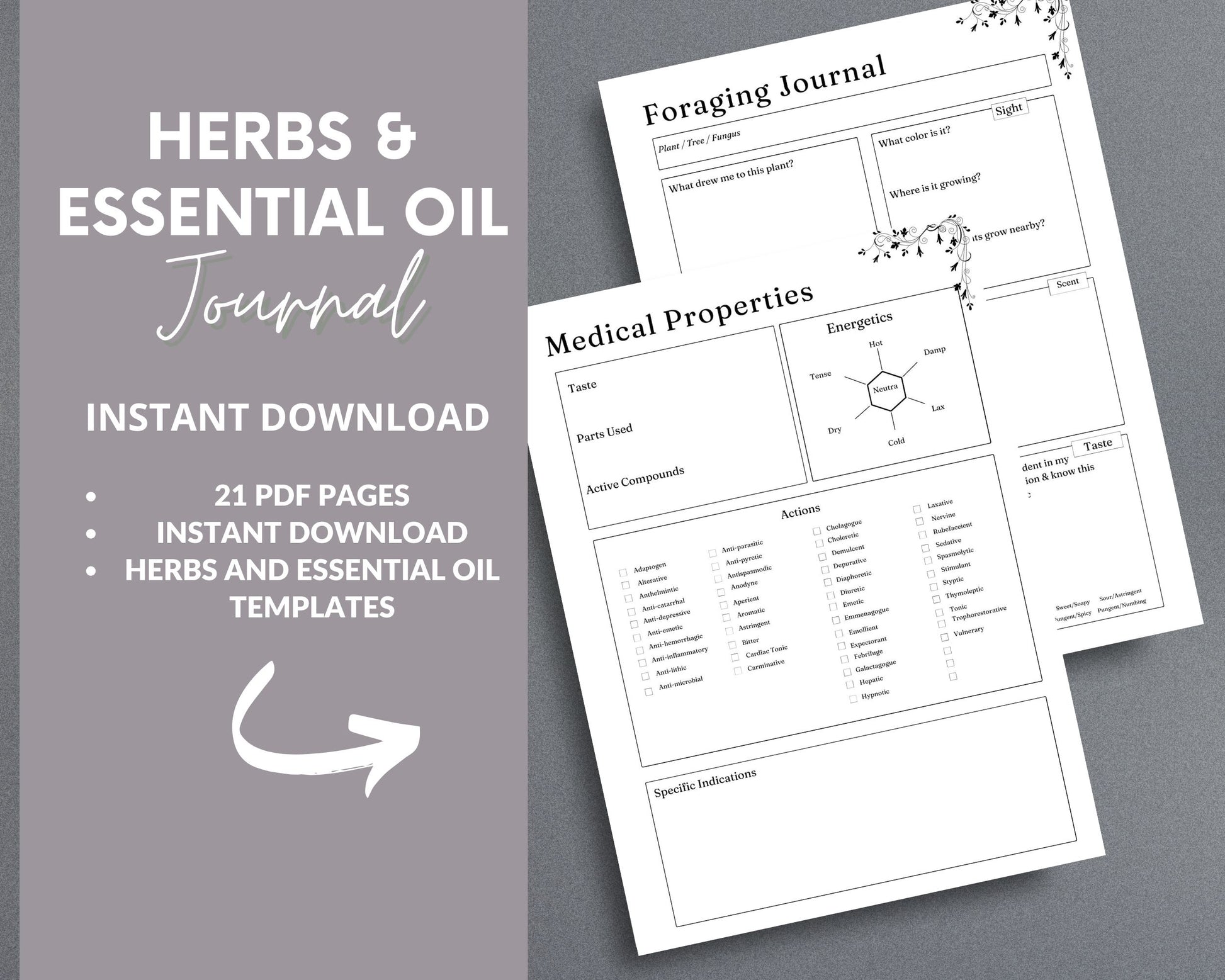 Herbs & Essential Oils Planner – Track Herbal Remedies & Natural Healing | Printable PDF