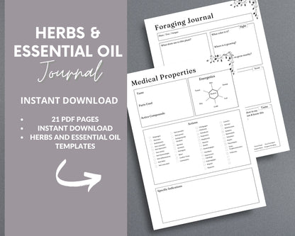 Herbs & Essential Oils Planner – Track Herbal Remedies & Natural Healing | Printable PDF