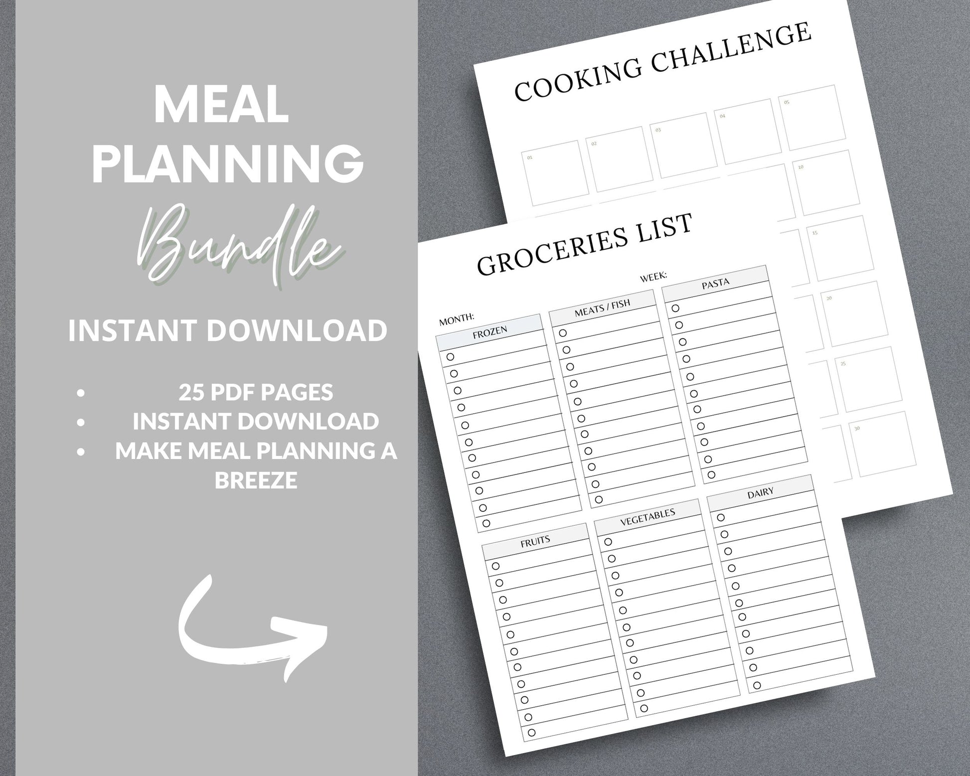 Meal Planner – Organize Weekly Meals, Track Nutrition & Save Time | Printable PDF 
