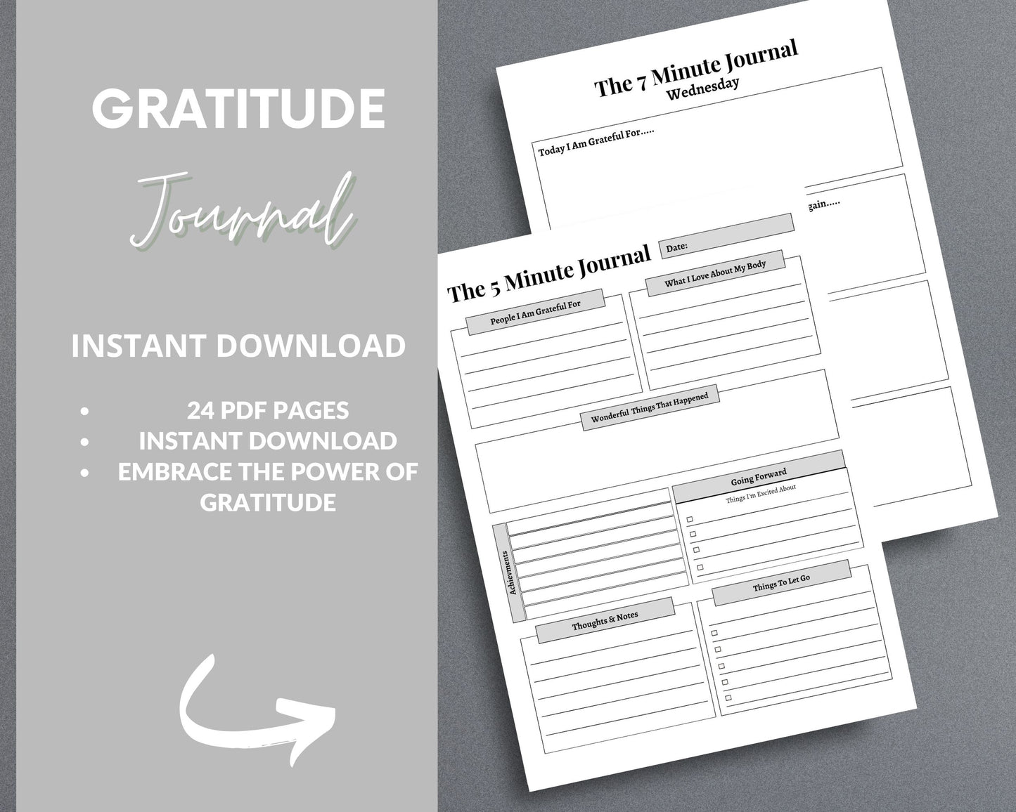 Gratitude Journal – Cultivate Positivity & Mindfulness | Printable PDF 