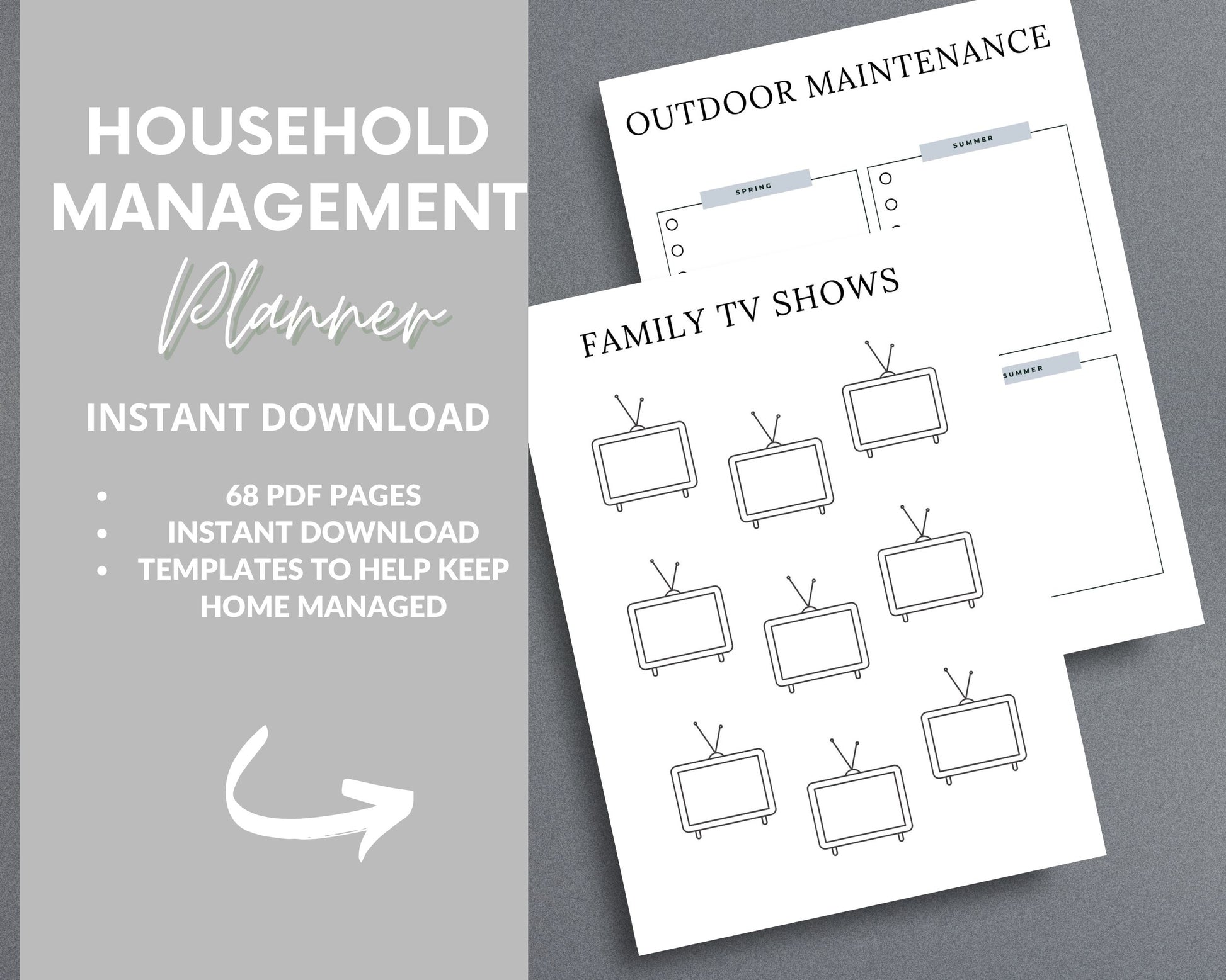 Household Management Planner – Organize Finances, Chores & Home Maintenance | Printable PDF