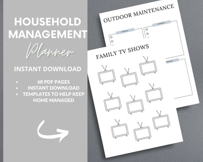 Household Management Planner – Organize Finances, Chores & Home Maintenance | Printable PDF