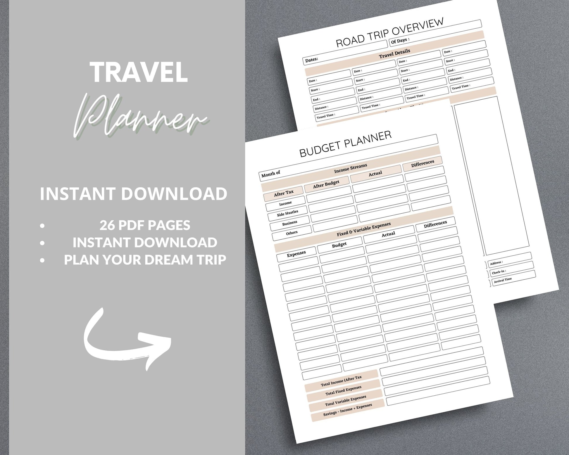 Travel Planner – Plan, Budget & Organize Your Perfect Trip | Printable PDF 