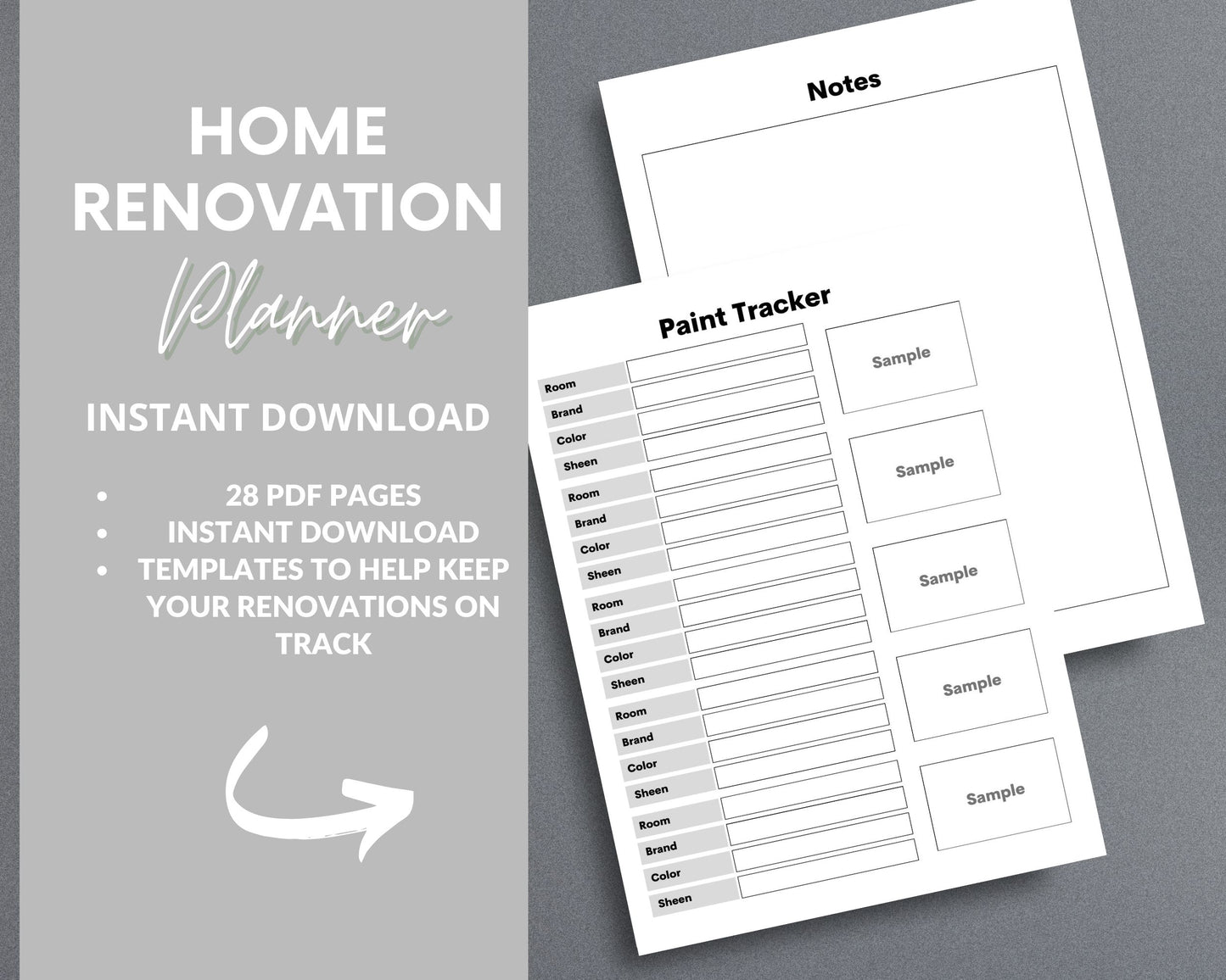 Home Renovation Planner – Budget, Track & Plan Your Remodel | Printable PDF 