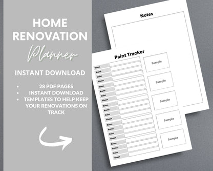 Home Renovation Planner – Budget, Track & Plan Your Remodel | Printable PDF 