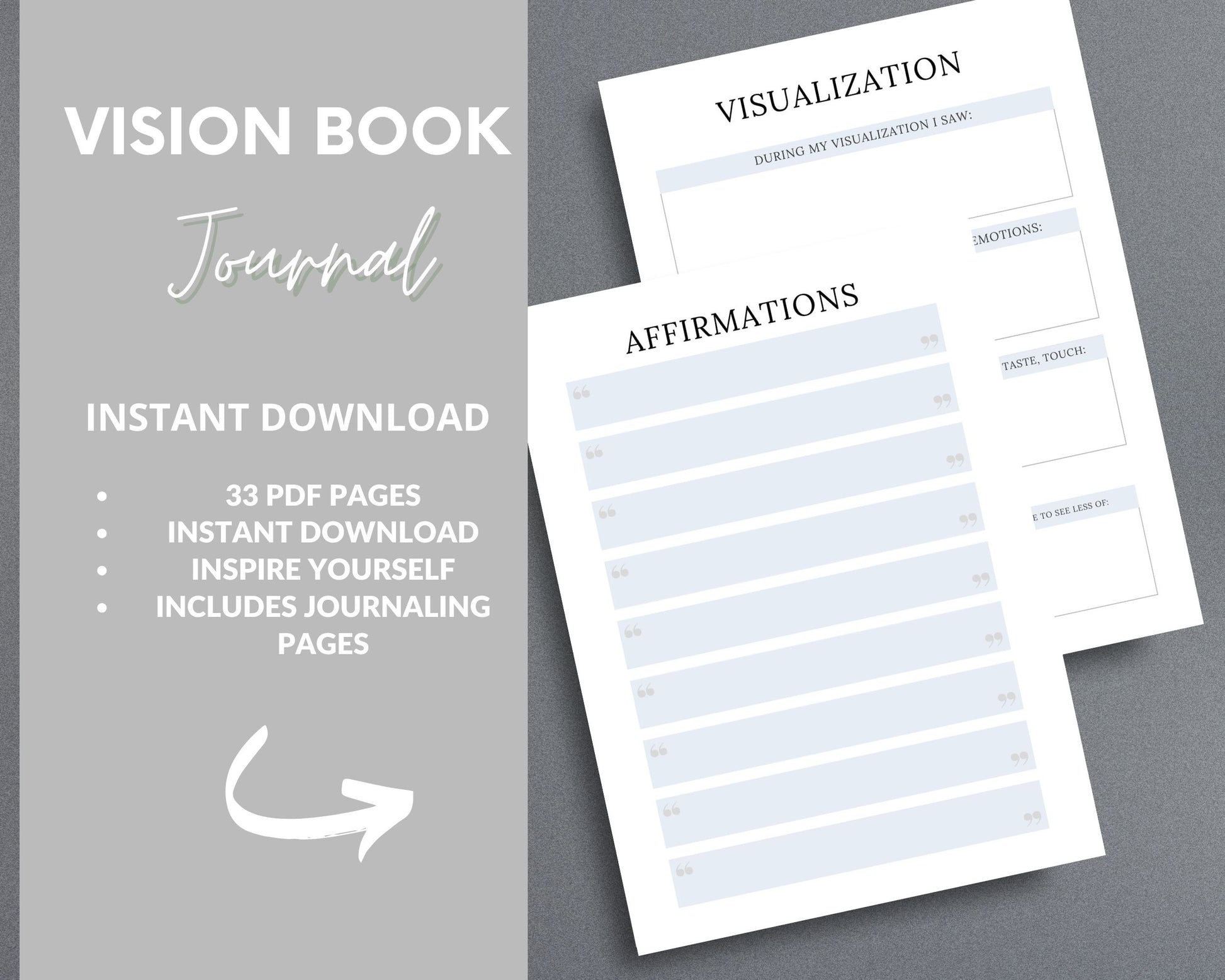 Vision Book Journal – Manifest Your Dreams & Set Life Goals | Printable PDF 