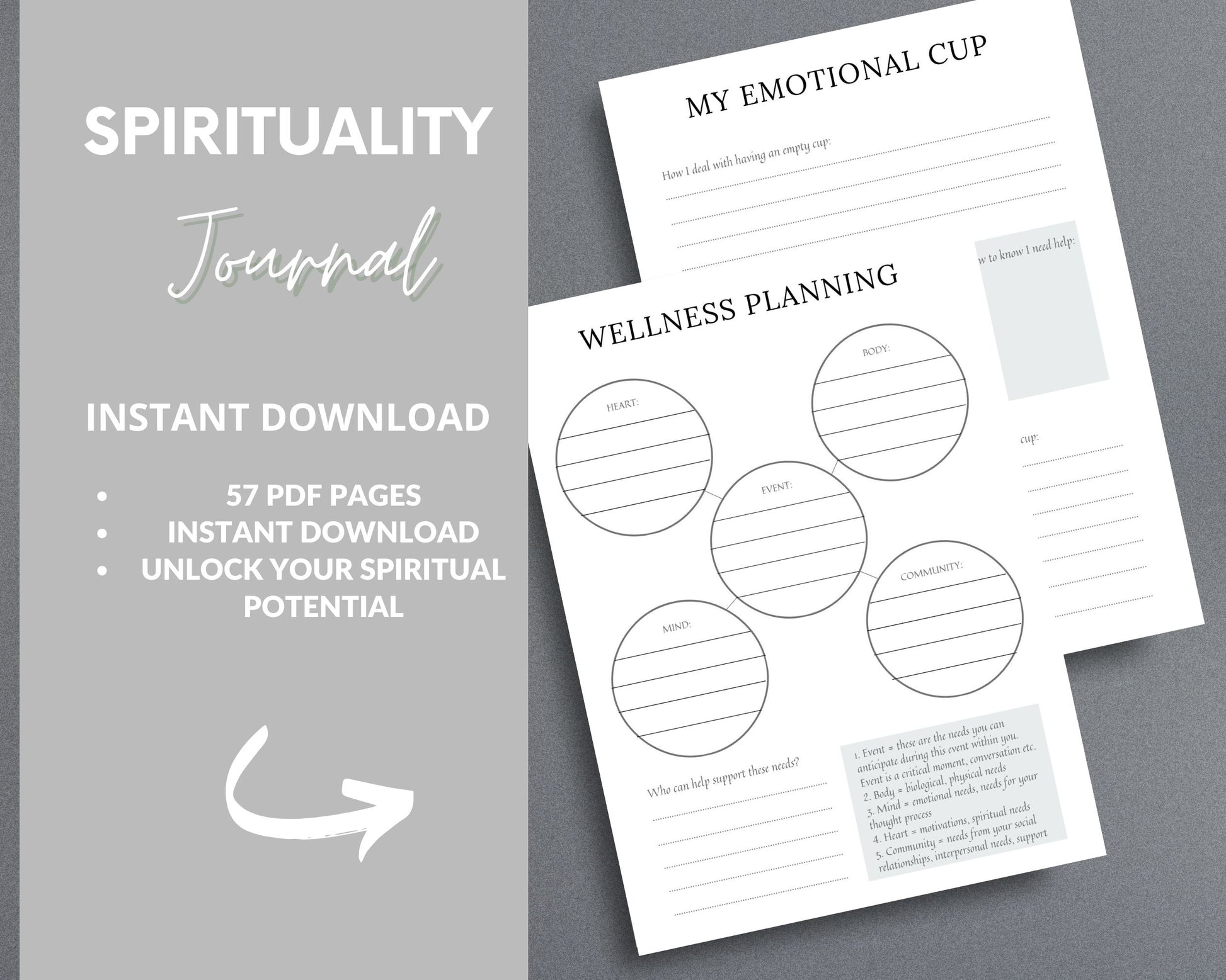 Spiritual Awakening Journal – Connect with Your Higher Self & Manifest Your Purpose | Printable PDF