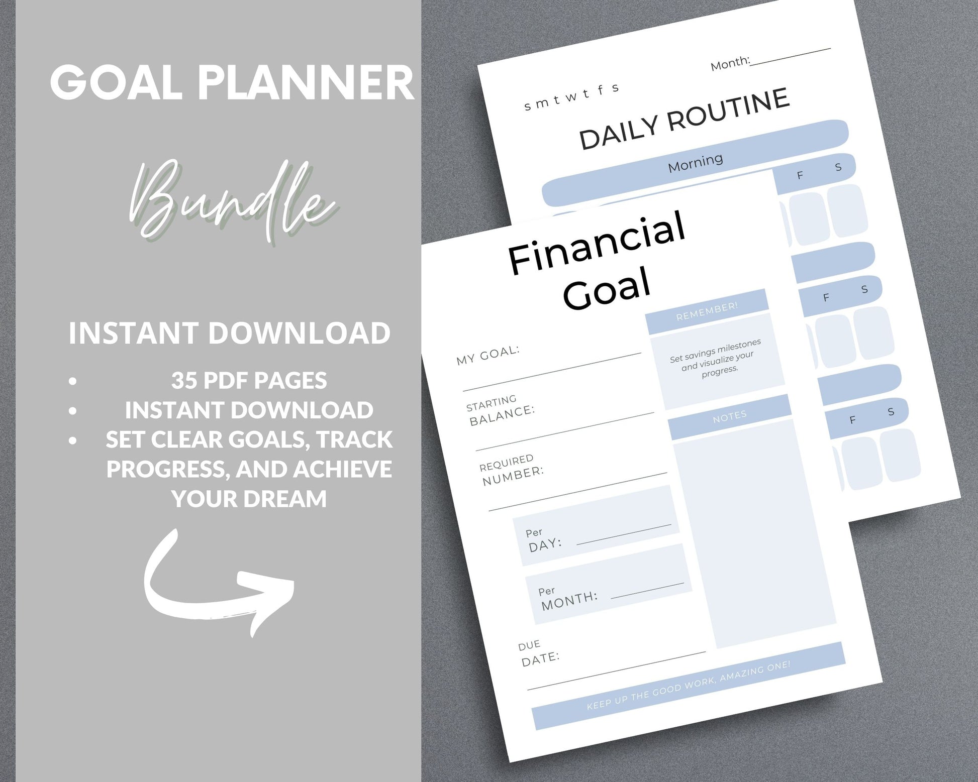 Goal Planner – Set, Track & Achieve Your Goals | Printable PDF