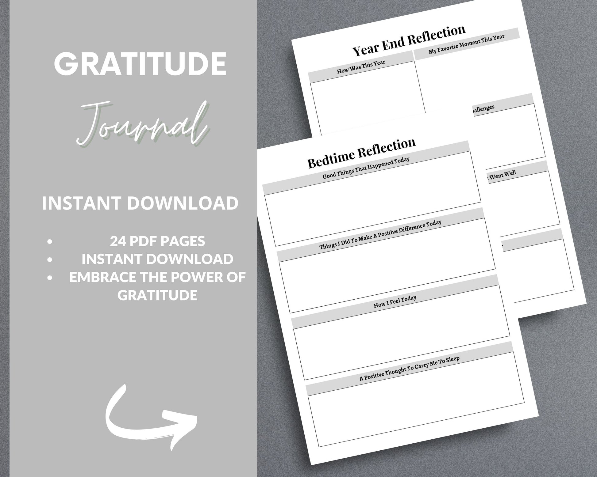Gratitude Journal – Cultivate Positivity & Mindfulness | Printable PDF 