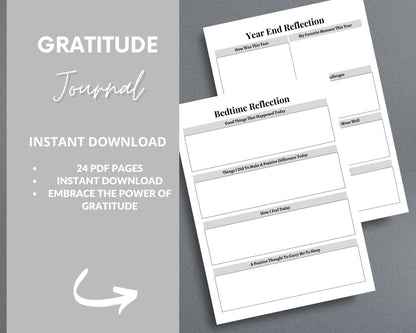 Gratitude Journal – Cultivate Positivity & Mindfulness | Printable PDF 