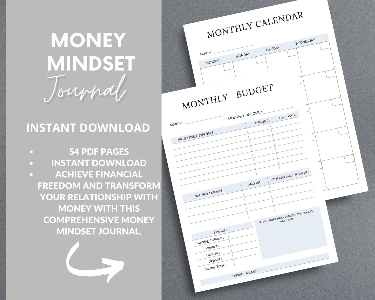 Money Mindset Journal – Shift Your Financial Mindset & Attract Abundance | Printable PDF