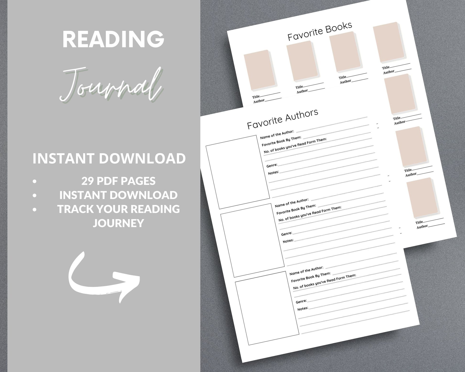 Reading Journal – Track Books, Reviews & Reading Challenges | Printable PDF for Printing