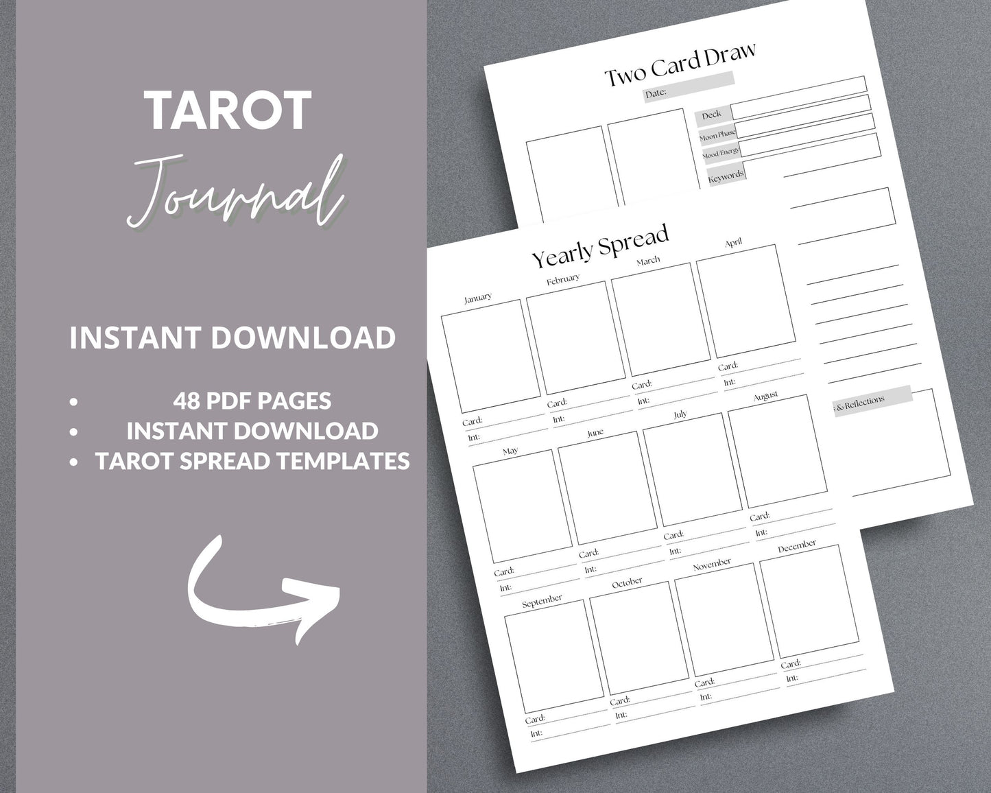 Tarot Journal – Record Readings, Interpretations & Spiritual Insights | Printable PDF