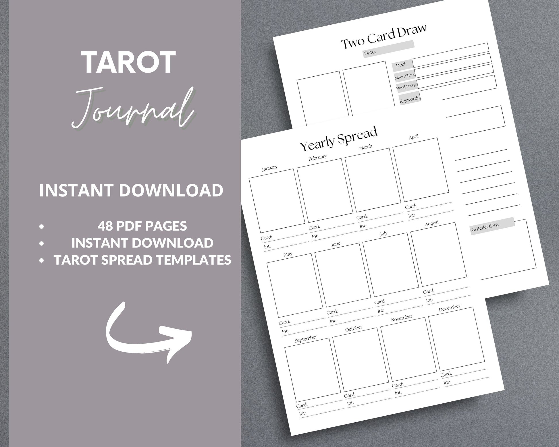 Tarot Journal – Record Readings, Interpretations & Spiritual Insights | Printable PDF