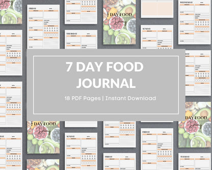 7-Day Food Diary – Track Meals, Calories & Nutrition for a Healthier Lifestyle | Printable PDF