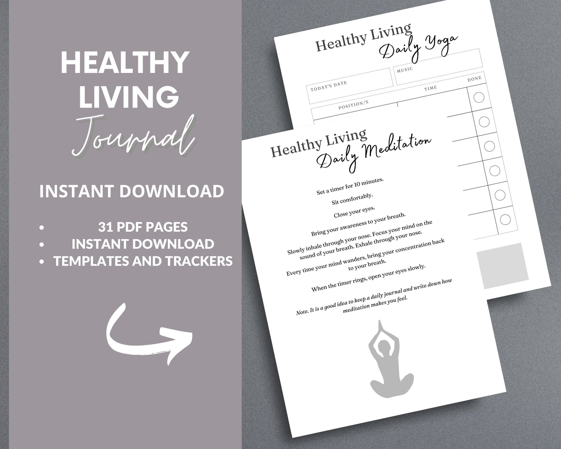 Healthy Living Journal – Track Fitness, Nutrition & Self-Care | Printable PDF 