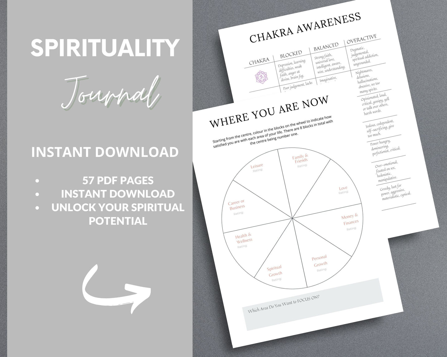 Spiritual Awakening Journal – Connect with Your Higher Self & Manifest Your Purpose | Printable PDF