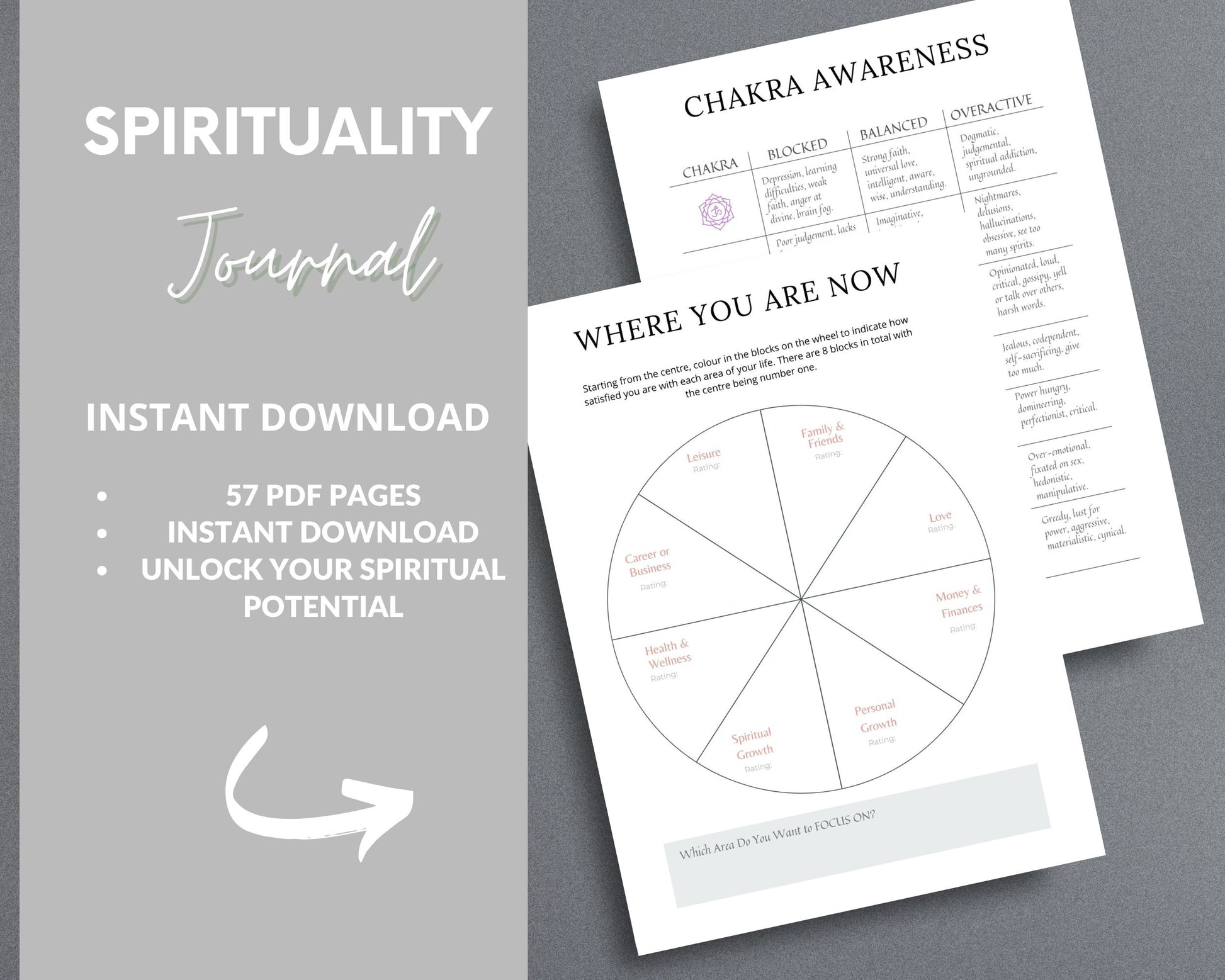 Spiritual Awakening Journal – Connect with Your Higher Self & Manifest Your Purpose | Printable PDF