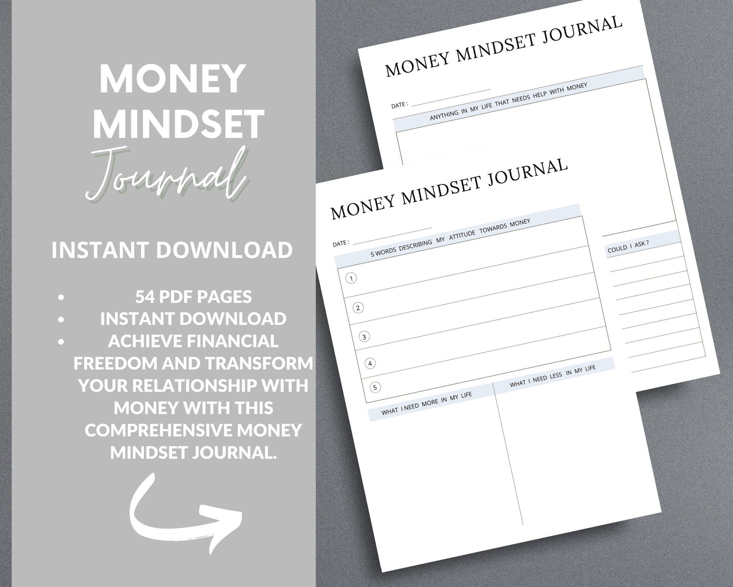 Money Mindset Journal – Shift Your Financial Mindset & Attract Abundance | Printable PDF