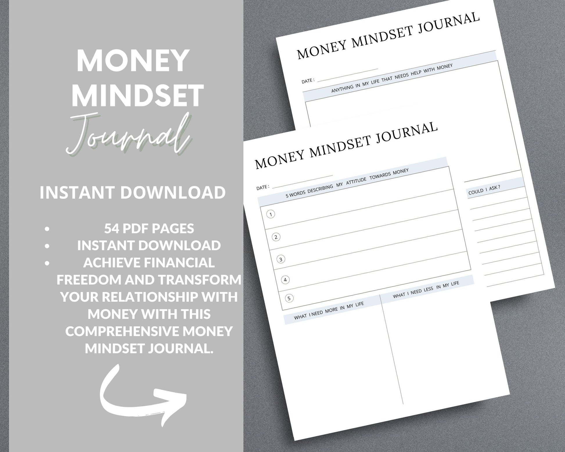 Money Mindset Journal – Shift Your Financial Mindset & Attract Abundance | Printable PDF