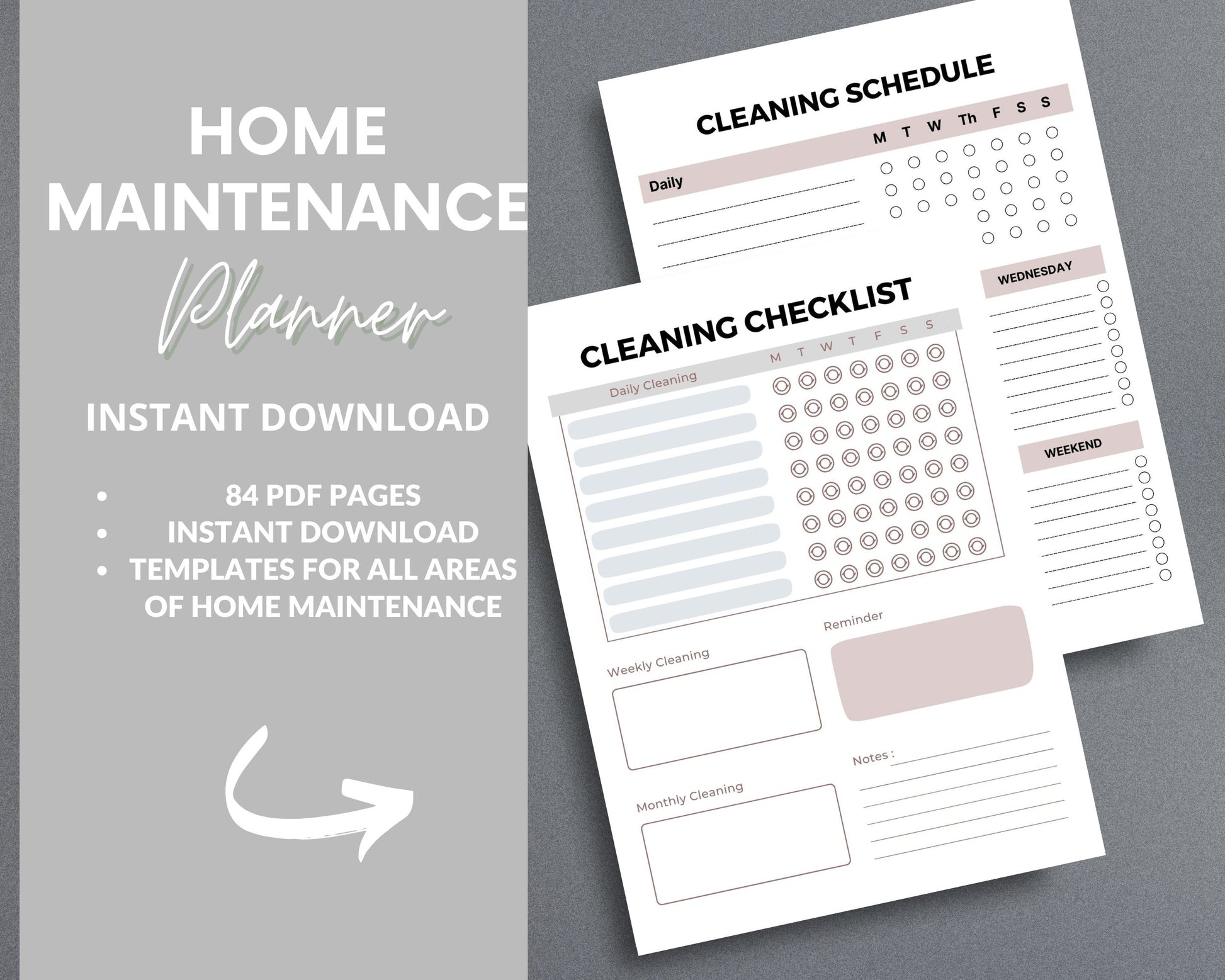 Home Maintenance Planner – Track Repairs, Expenses & Cleaning Schedules | Printable PDF