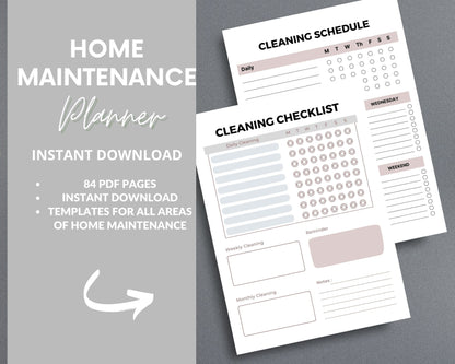 Home Maintenance Planner – Track Repairs, Expenses & Cleaning Schedules | Printable PDF