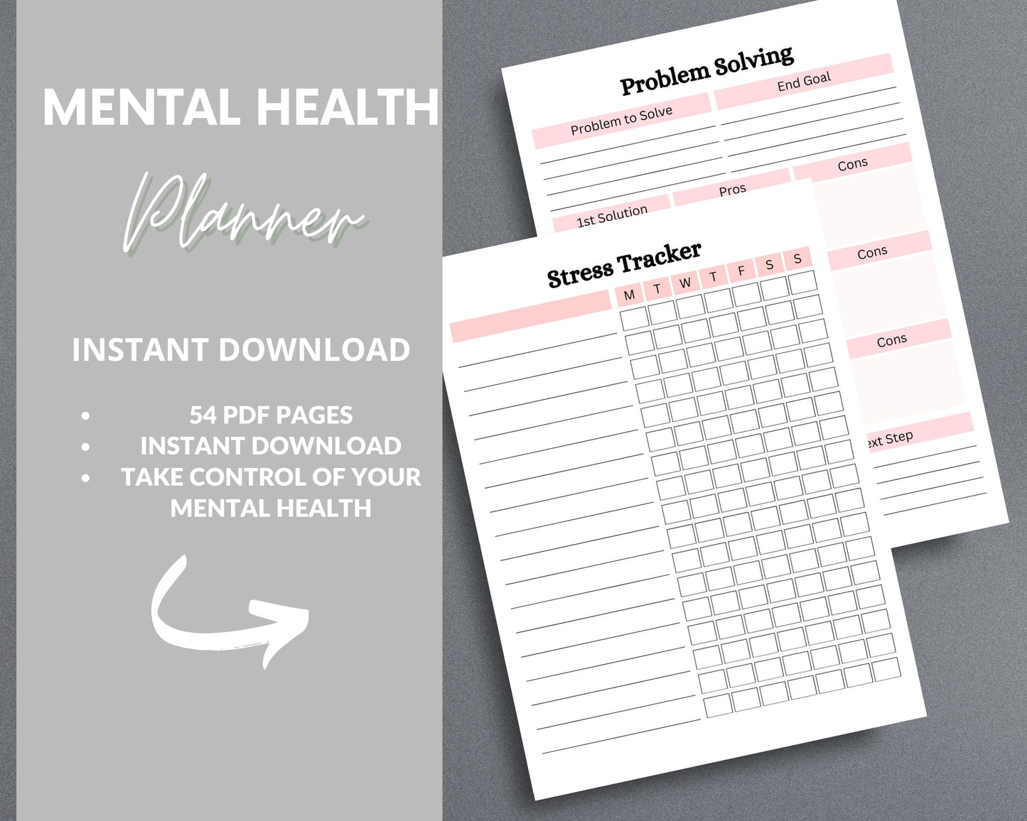 Mental Health Planner – Track Mood, Manage Anxiety & Prioritize Self-Care | Printable PDF