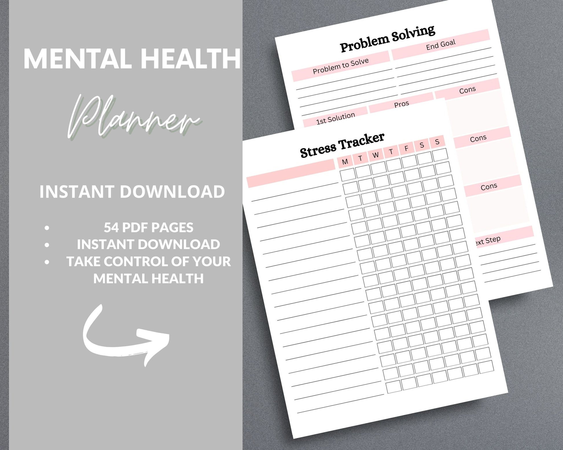 Mental Health Planner – Track Mood, Manage Anxiety & Prioritize Self-Care | Printable PDF