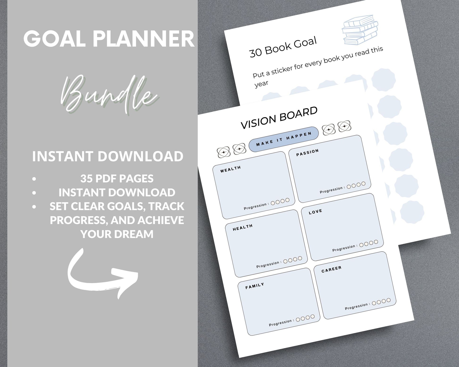 Goal Planner – Set, Track & Achieve Your Goals | Printable PDF