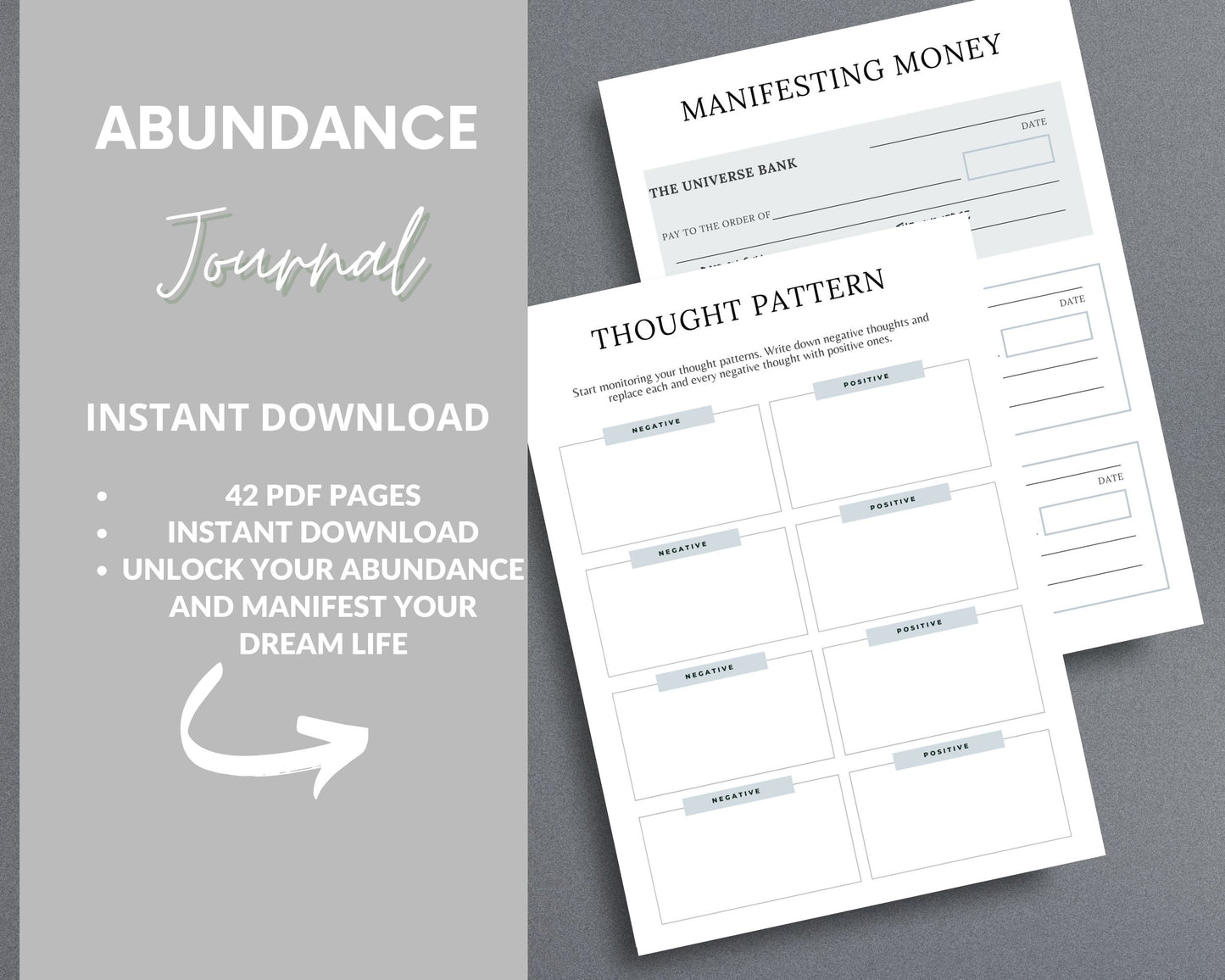Abundance Journal – Manifest Money, Success & Prosperity | Printable Law of Attraction PDF