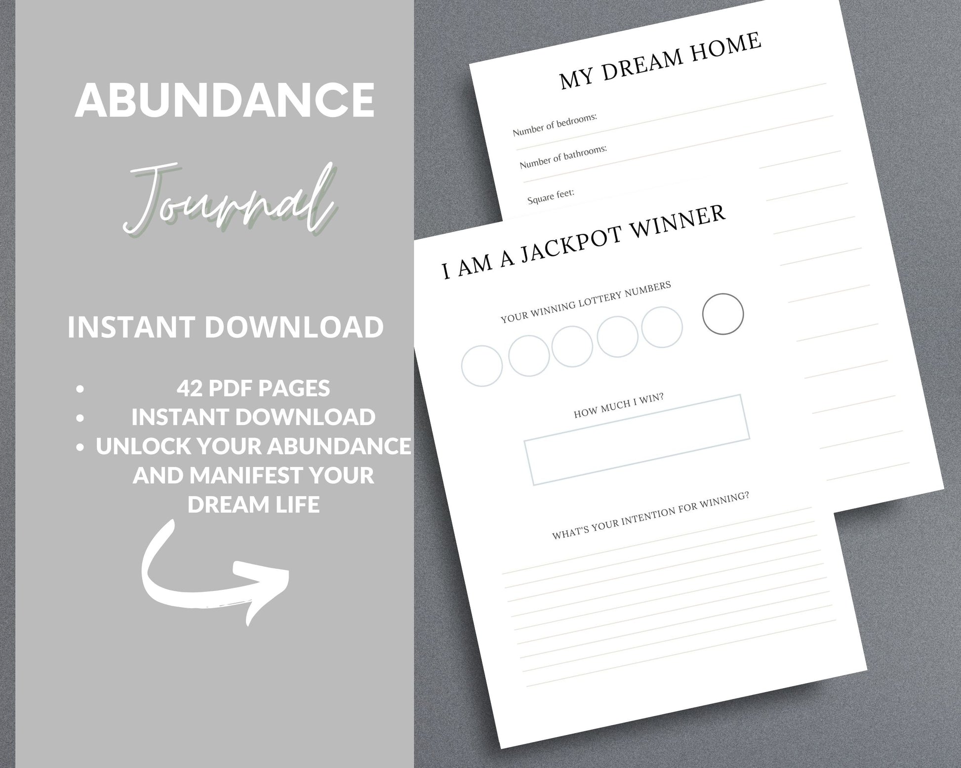 Abundance Journal – Manifest Money, Success & Prosperity | Printable Law of Attraction PDF