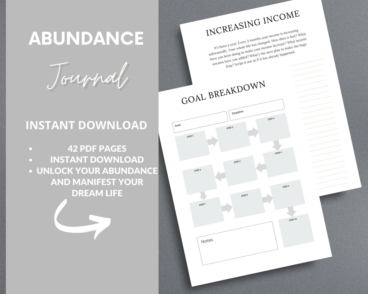 Abundance Journal – Manifest Money, Success & Prosperity | Printable Law of Attraction PDF