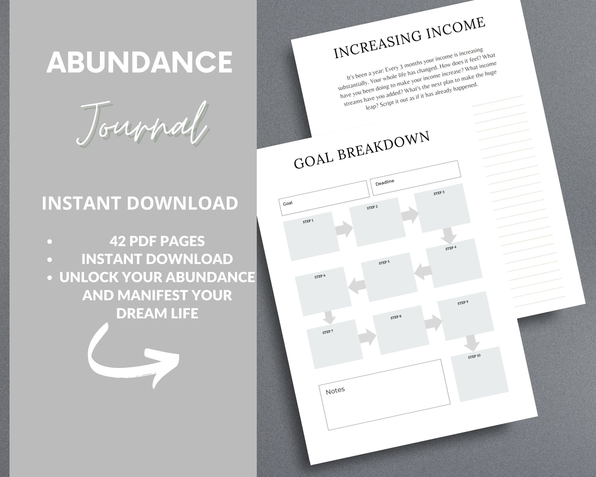 Abundance Journal – Manifest Money, Success & Prosperity | Printable Law of Attraction PDF