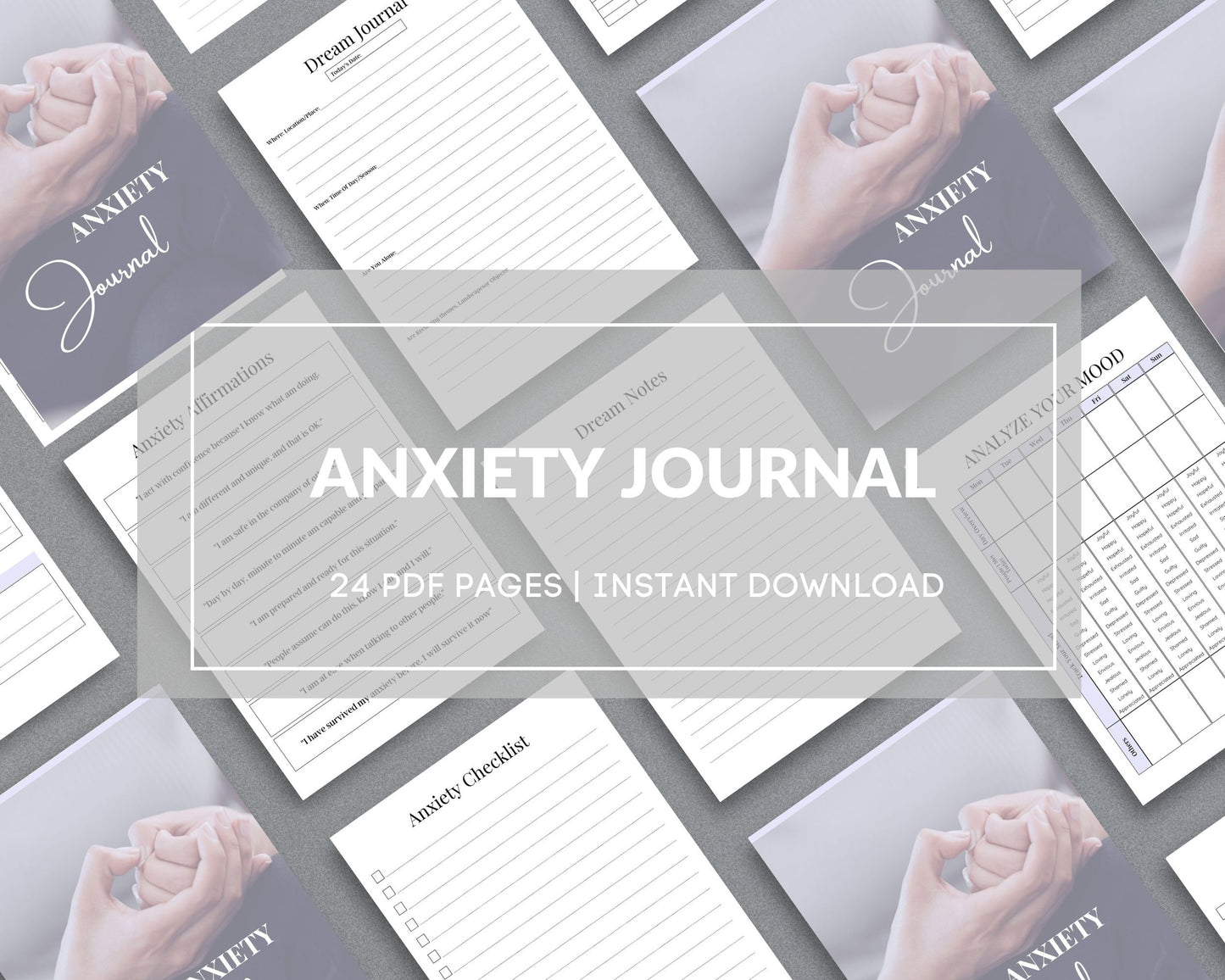 Anxiety Journal – Track Emotions, Manage Stress & Improve Mental Well-Being | Printable PDF